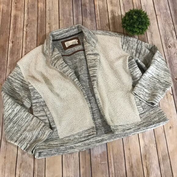 Anthropologie‎ Saturday Sunday Moelleux Gray Cream Sherpa Jacket Women’s Medium - Picture 1 of 3